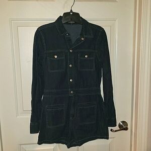 Express Denim Romper, Small